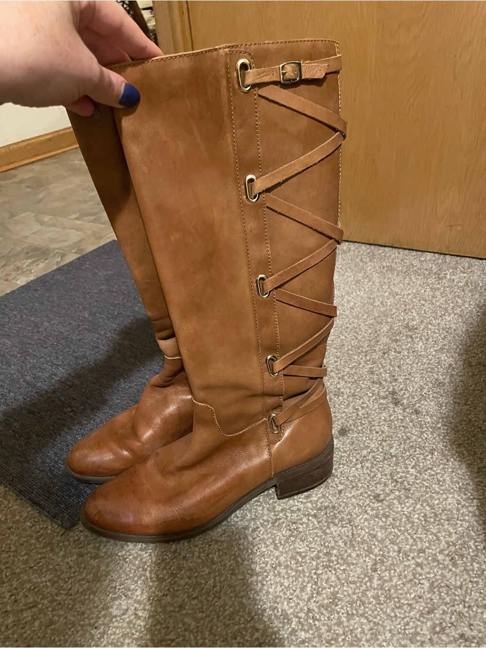 BCBGeneration Tan Lace-Up Riding Boots